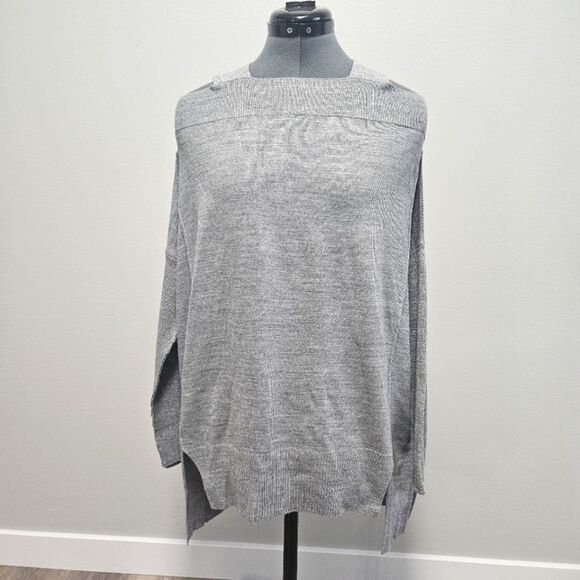 Fiorucci Oversized Cold Shoulder Tunic Sweater Dress Square Neck Gray Women's XS - Picture 1 of 7
